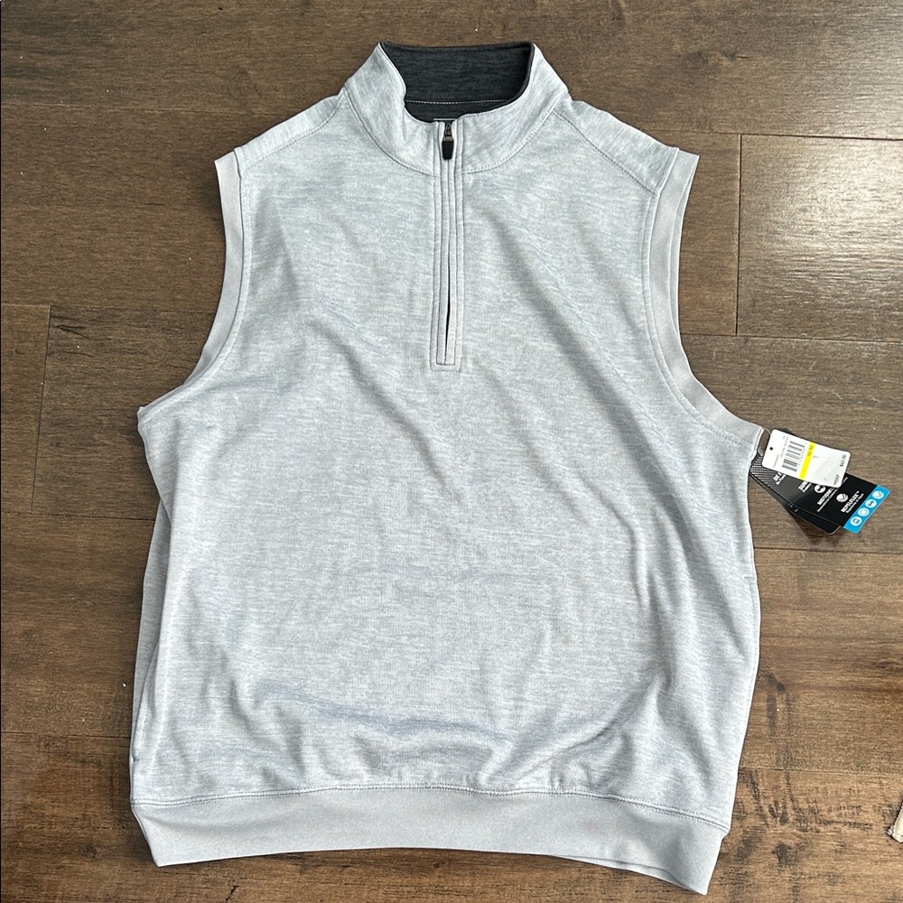 NWT PGA Tour Heather Gray Sleeveless Men's 1/4 zip vest